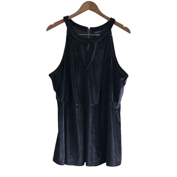 torrid Tops - Torrid Velvet Soft Stretchy Key Hole Sleeveless Tank Top Cami Shirt Black